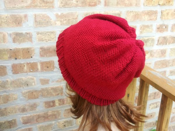 Cable Slouchy Beanie - Burgundy