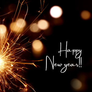 Happy new year text with sparkler